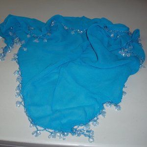 NWOT Turquoise Color Shawl W/Clear Sequin Edges